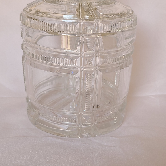 Antique Duncan & Sons Glass Cryptic Zipper Ribbon Stars Lidded Bisquit Jar 1880s - Picture 3 of 8